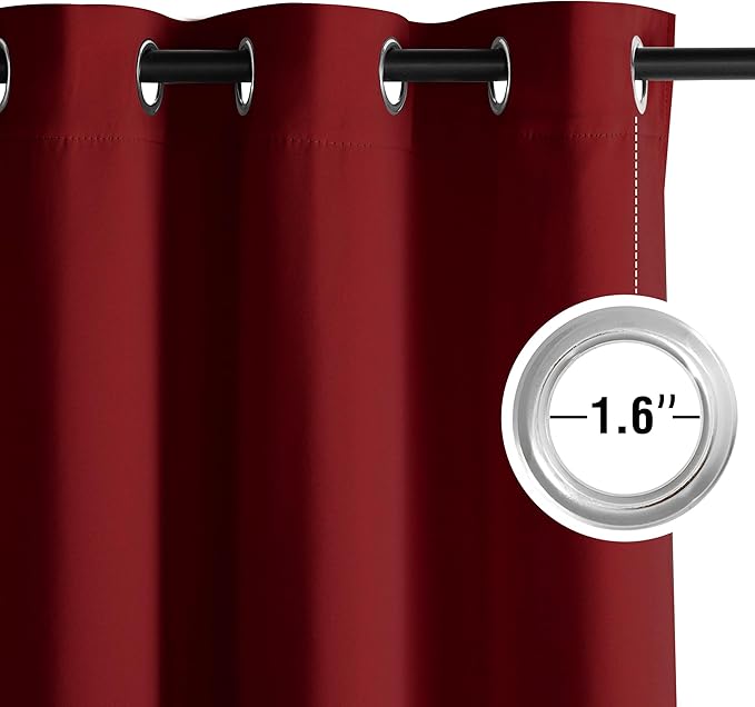 NICETOWN Room Darkening Draperies Curtains Panels, 2 Panels Burgundy Red W52 x L84