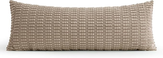 MIULEE Pack of 1 Light Brown Long Body Lumbar Decorative Throw Pillow Cover 14x36 Inch for Bed Couch Sofa Living Room Soft Boho Pillow Cover Modern Farmhouse Home Decor