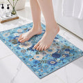 Area Rugs 24x17 Inch Home Decor Entry Rug, Small Door Mat Bath Mats for Bathroom, Ultra-Thin Non Slip Floral Low Pile Tub Mat for Sink Shower Doorway Tub Kitchen Sink(2 x 1.4 ft, Blue Garden)