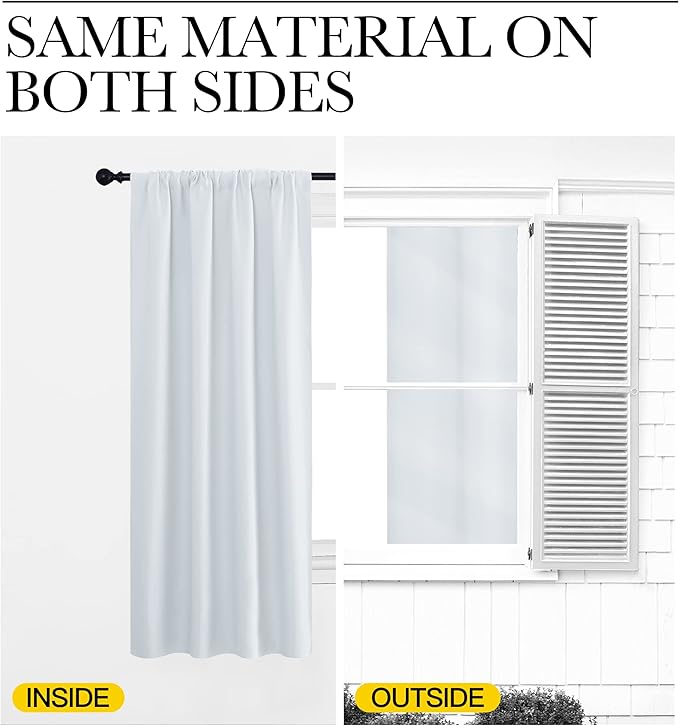 NICETOWN Bedroom Curtain Panels - Window Treatment Thermal Insulated Rod Pocket Room Darkening Curtains/Drapes for Bedroom (2 Panels, 42 by 63, Platinum - Greyish White)