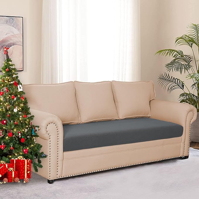 Water Repellent Sofa Seat Cushion Covers Stretch Furniture Protector Slip Covers for Settee Sofa Seat Cushion in Home Living Room (Sofa Cushion, Gray)