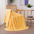 Light Yellow Fleece Throw Blanket 50”×60” for Couch Sofa Bed,Super Soft Cozy Plush Microfiber Flannel Blanket with Stripes Design Lightweight for Adults Woman Girls