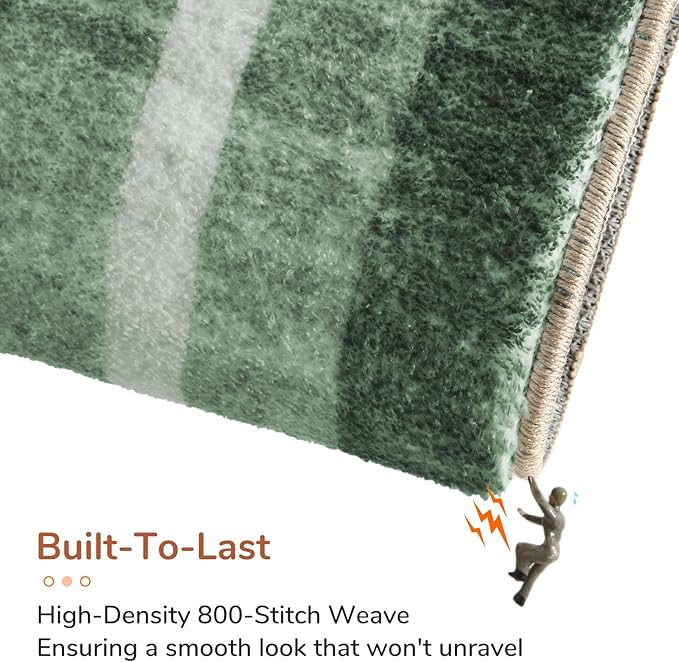 OPPODREAM Border Soft Area Rugs 5x7, Washable Green Rug with Non Slip Backing, 5 x 7 Faux Cashmere Low-Pile 5x7 Carpet