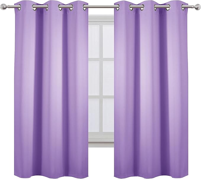 LEMOMO Lavender Blackout Curtains 42 x 63 Inch Length/Set of 2 Curtain Panels/Thermal Insulated Room Darkening Blackout Curtains for Bedroom