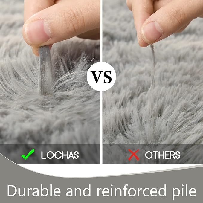 LOCHAS Ultra Soft Indoor Modern Area Rugs Fluffy Living Room Carpets for Children Bedroom Home Decor Nursery Rug 2x6 Feet, Gray
