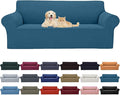 Cupuamon 2026 New Stretch Oversized Sofa Slipcovers Couch Sofa Cover for 4 Seater Furniture Protector Covers with Elastic Bottom Jacquard Fabric Small Checks for Pets, Kids - Peacock Blue