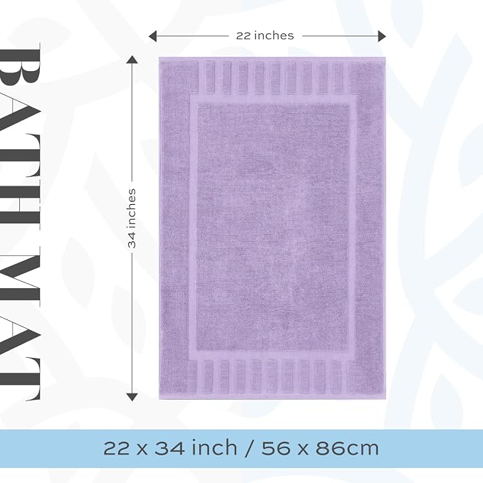 Bath Rugs 2-Pack, 22x34 Inch Lavender Cotton Terry Cloth Set