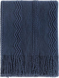 BOURINA Navy Throw Blanket 50x60 Inches Throw Textured Solid Soft Sofa Throw Couch Cover Knitted Decorative Blanket