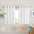 NICETOWN White Linen Kitchen Curtains 36 inches Long, Grommet Short Curtains Small Window Treatments Thick Flax Linen Weave Privacy Added with Light Filtering for Cafe, W55 x L36, 2 Panels