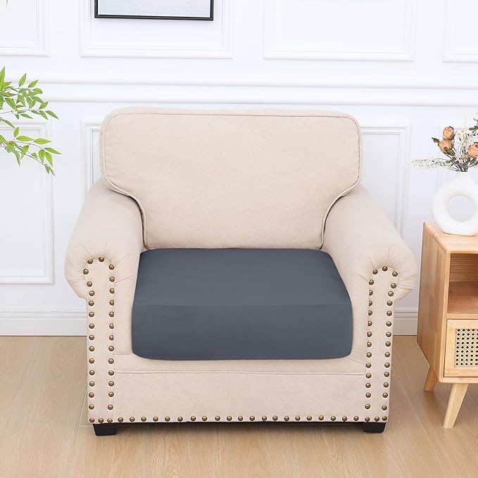 hyha Milk Silk Couch Cushion Covers, Soft Magic Sofa Covers Washable for Cushion Couch, Stretch Sectional Outdoor Cushion Covers for Patio Furniture with Elastic Bottom(Small, Dark Gray)
