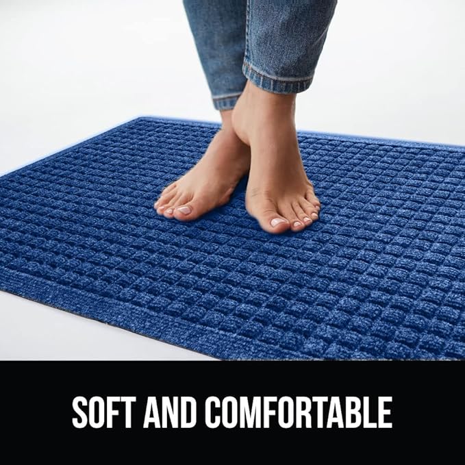 GORILLA GRIP® Ultra Absorbent Front Door Mat Outside Entrance, 35x23, Traps Dirt and Moisture, HydroABSORB Indoor Outdoor Doormat Holds Up to 5.7 Cups Water, Stain and Fade Resistant Welcome Mat, Blue
