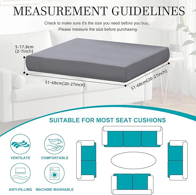 12Pcs Stretch Patio Cushion Covers,Outdoor Couch Covers Replacement,Outdoor Couch & Sofa Slipcovers,for Patio Furniture Cushion Covers,Washable Reusable urniture Protector(Grey,Cover Only)