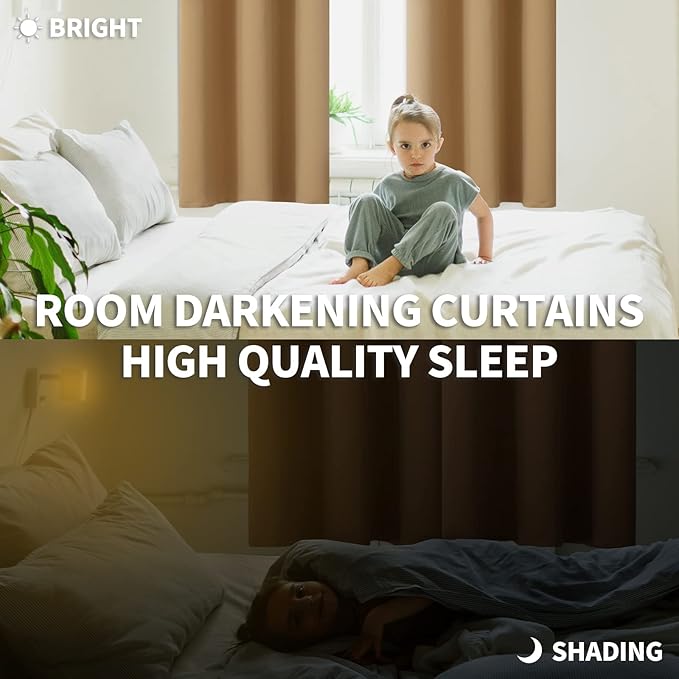 BGment Blackout Curtains - Grommet Thermal Insulated Room Darkening Bedroom and Living Room Curtains, Set of 2 Curtain Panels (38 x 54 Inch, Khaki)