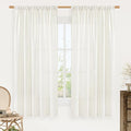 LAMIT Faux Linen Curtains 63 inches Long for Bedroom, Ivory Rod Pocket Linen Drapes Light Filtering Semi Sheer Privacy Curtains for Small Window/Farmhouse, 2 Panels (52 x 63 Inch, Natural)