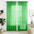 SpaceDresser Check Sheer Curtains 54 Inches 2 Panels Set, Rod Pocket Plaid Window Curtain for Living Room, Green Semi Sheer Drapes for Kitchen Bedroom Children Room Yard（Green, 52W x 54L）