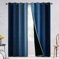SimpleHome Ombre 100% Blackout Curtains for Bedroom, Full Light Blocking Gradient Blue Curtains, Thermal Insulated Grommet Window Drapes for Living Room,2 Panels, 52x84 inches Length