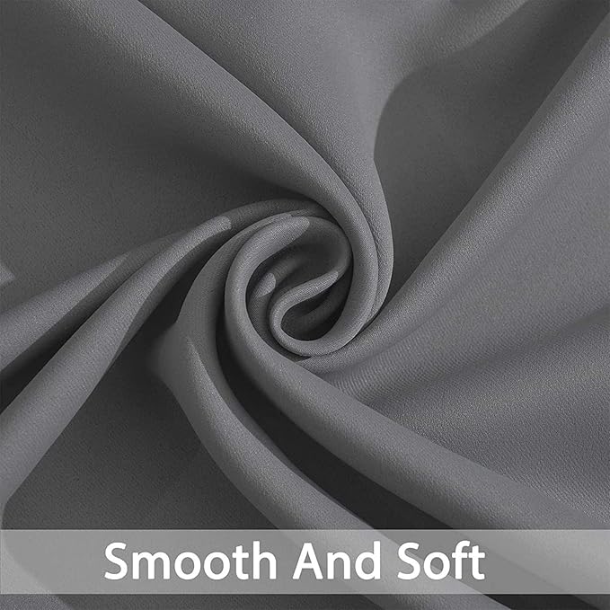 Yakamok Room Darkening Gray Blackout Curtains Thermal Insulated Grommet Curtain Panels for Bedroom, 42W x 72L, Grey, 2 Panels