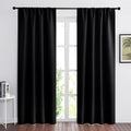 RYB HOME 2 Panels Blackout Doorway Curtains, Thermal Insulated Privacy Rod Pocket Easy Installation Drapes for Living Room Bedroom Dining Room, Width 34 by Length 80, Black