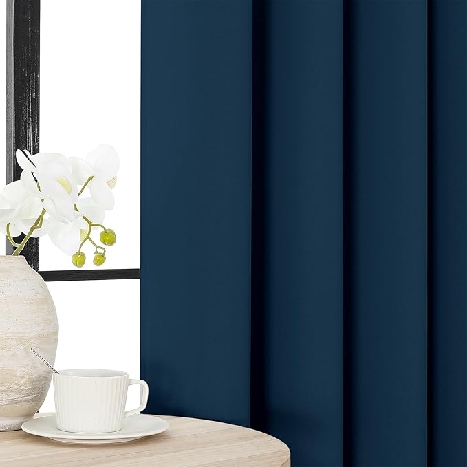 Joydeco Blackout Curtains 72 Inches Long 2 Panels Set, Thermal Insulated Long Curtains& Drapes 2 Burg, Room Darkening Drapes for Bedroom Living Room (Navy Blue, W37 x L72 Inch)