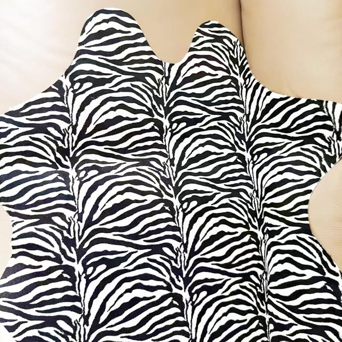 Faux Fur Zebra Animal Print Rug Perfect Throw Area Rug Carpet Floor Mat for Office/Kids Room/Under Tables/Smaller Area 3.6x2.3 feet