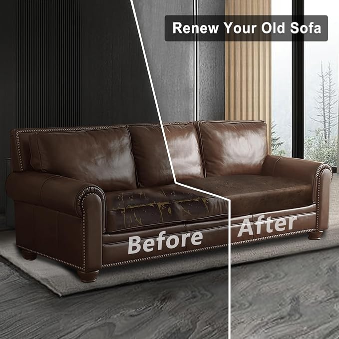 Leather Look Couch Cushion Covers Sofa Seat Slipcovers Sets Couches Furniture Protector for Sectional Armchair Loveseat Pets Kids Stretch Spandex Fabric (2 Cushion Sofa, Brown)
