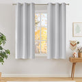 NICETOWN Short Faux Linen Greyish White Blackout Curtains 63 inches Long for Kitchen - Privacy Panels for Living Room Bedroom, Modern Farmhouse Style Easy Care Grommet Top, 2 Panels, W42 by L63