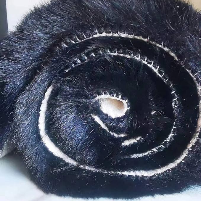 Ghouse Faux Rabbit Fur Round Rug 5ft Black Round Rugs for Bedroom Decor Fluffy Area Rugs for Living Room, no-Shedding Carpet Sheepskin Washable Rug Rome Decor
