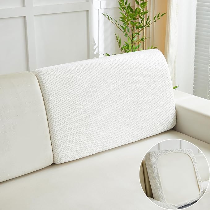 Couch Cushion Covers for Sofa Couch Covers Wear-Resistant Universal Sofa Cover Washable Stretch for Sectional Slipcovers (Texture-Cream White,Back Cover M)