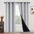 Yakamok 100% Blackout Curtains for Bedroom 84 Inch Length, 2 Thick Layers Thermal Insulated Grommet Total Blackout Drapes with Black Liner for Living Room (42Wx84L,Light Grey, 2 Panels)