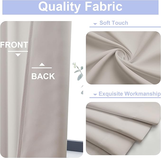 Simplebrand Ava Natural Short 30 Inches Blackout Curtain 2 Panels Set, Half Window Rod Pocket Privacy Curtain Tiers for Kitchen, Curtains Blackout for Bathroom Shades, W30 x L30 Inch, Natural
