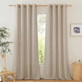 NICETOWN Rustic Linen 144 inch Long Curtains for Living Room, Grommet Privacy Added Thick Linen Weave with Light Filter Window Curtains & Drapes for Bedroom, Taupe, W55 x L144, 2 Panels