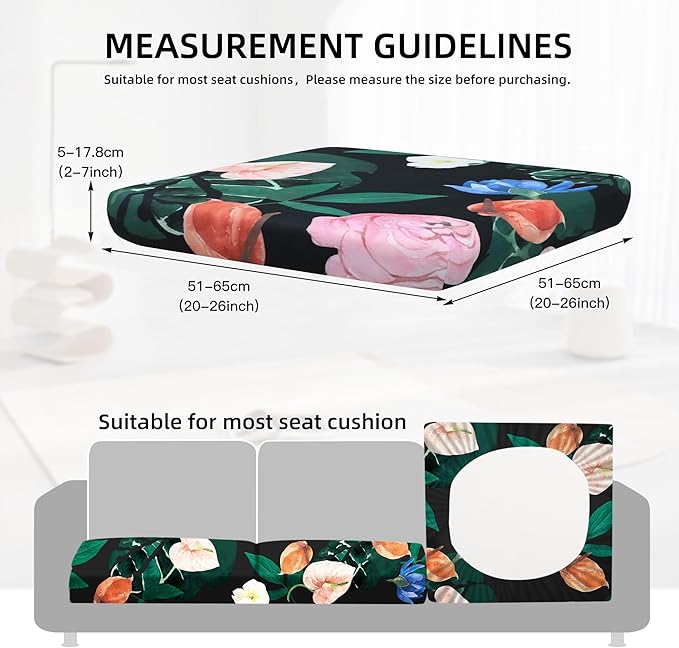 8Pcs Outdoor Cushion Covers, Patio Cushion Covers,Stretch Elastic Slipcovers, Replacement Washable & Reusable Furniture Protector for Patio Couch (Flower Bed,Cover Only)