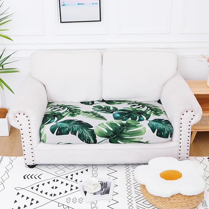 Smiry Printed Couch Cushion Covers, Stretch Soft Couch Covers for Sofa, Washable Non-Slip Sofa Slipcover Furniture Protector for Indoor and Outdoor (Medium, Green)