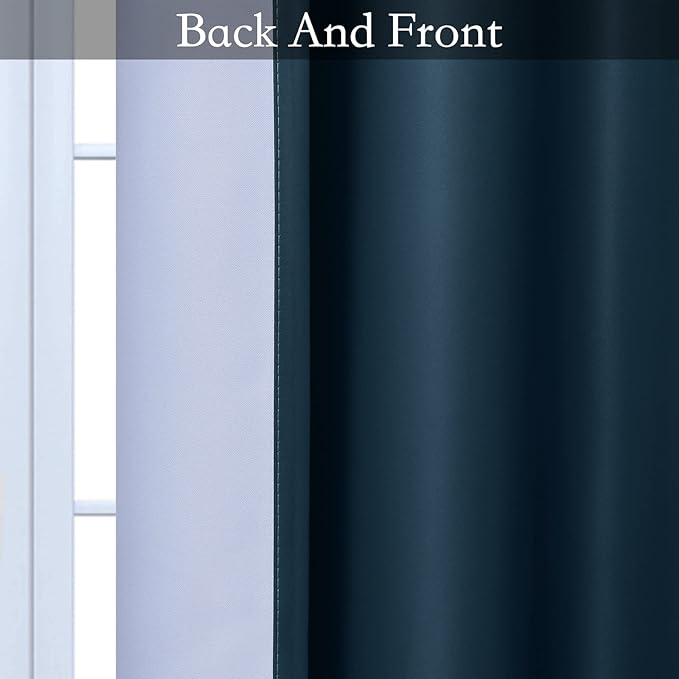 SimpleHome Ombre Curtains 52 x 63 Inch for Bedroom 2 Panels, Gradient Grey White to Navy Blue Light Blocking Thermal Insulated Grommet Room Darkening Window Curtain/Drapes for Living Room