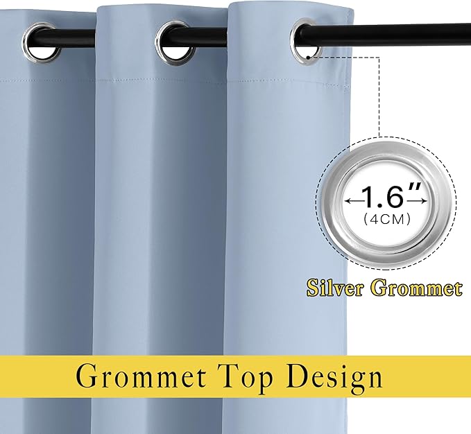 NICETOWN Room Darkening Extra Long Curtains - Home Fashion Ring Top Thermal Insulated Weighted Large Window Treatment Drapes for Nursery (W80 x L108, Vintage Blue, Set of 2)