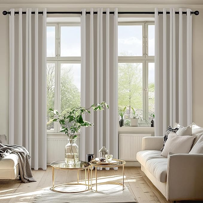 MIULEE Natural Blackout Curtains for Bedroom Living Room 72 Inches Long 2 Panels, Thermal Insulated Room Darkening Drapes Solid Grommet Noise Reduction Light Blocking Window Treatments 40x72 inch