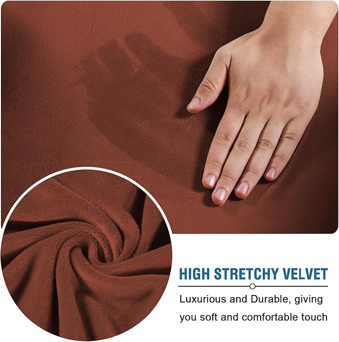 H.VERSAILTEX Rich Polyester and Spandex 2 Piece Cover Chair Slipcover Sofa Cover Furniture Protector Couch Soft with Elastic Bottom Chair Couch Cover with Arms, Machine Washable(Chair, Rust)