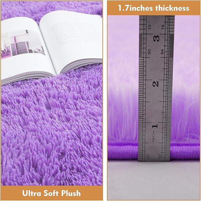 Super Soft Circle Rugs for Girls Princess Castle Toddlers Play Tent 5 Diameter Circular Area Rugs for Kids Bedroom Baby Room Decor Round Shag Playhouse Carpets(Φ5, Purple)