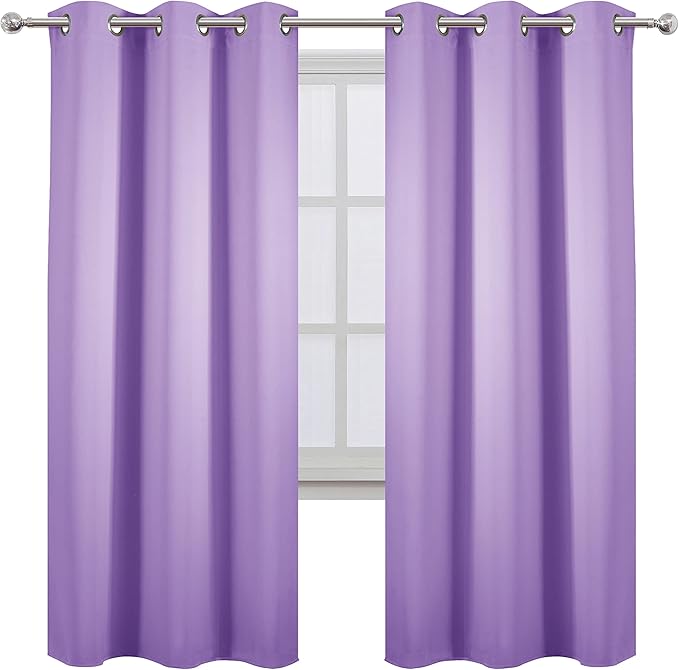 LEMOMO Lavender Thermal Blackout Curtains/42 x 72 Inch/Set of 2 Panels Room Darkening Curtains for Bedroom
