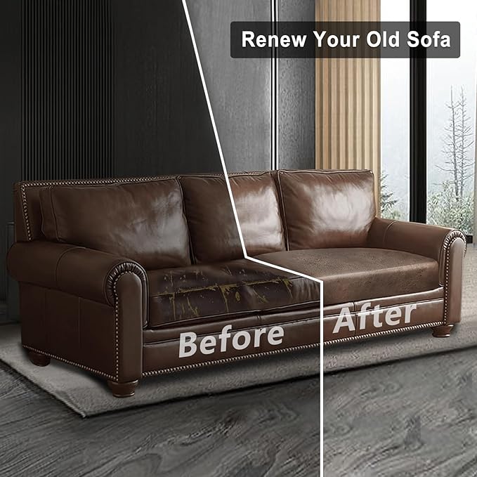 Leather Look Couch Cushion Covers Sofa Seat Slipcovers Sets Couches Furniture Protector for Sectional Armchair Loveseat Pets Kids Stretch Spandex Fabric (1 Cushion Loveseat, Light Brown)