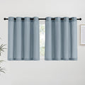 NICETOWN Stone Blue Linen Kitchen Curtains 36 inch Length, Decorative Thick Flax Small Window Treatments Privacy Assured with Light Filtering for Bedroom/Bathroom, W55 x L36, 2 Panels