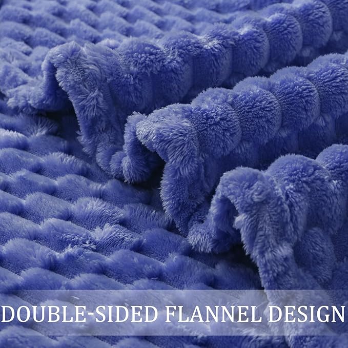Exclusivo Mezcla Fleece Twin Blanket for Bed, Extra Large Fuzzy Cobalt Blue Bed Blankets, Soft Cozy Plush Sofa Throws for All Seasons, 60x80 Inches