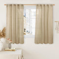 LAMIT 54 Inch Semi Sheer Window Linen Curtains, Light Filtering Panels Back Tab and Rod Pocket Neutral Drapes for Bedroom/Living Room, Brown, 2 Panels, 34 x 54 Inch