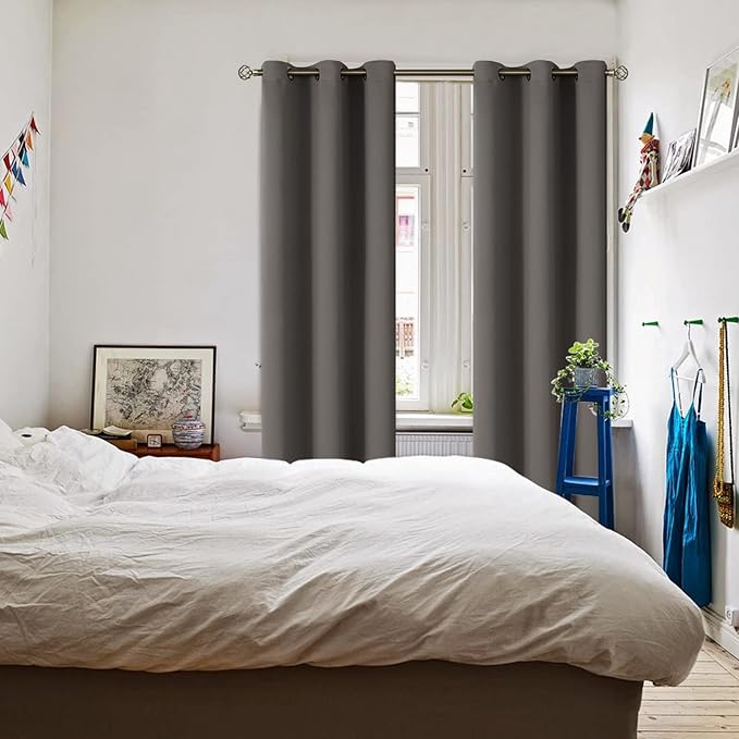 BGment Blackout Curtains for Bedroom - Grommet Thermal Insulated Room Darkening Curtains for Living Room, Set of 2 Panels (42 x 84 Inch, Grey)