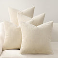 Topfinel Decorative Beige Throw Pillow Covers Cushion Cases, Set of 4 Soft Velvet Modern Double-Sided Designs, Natural Home Decor, Pillow Inserts Not Included (26x26 inch)