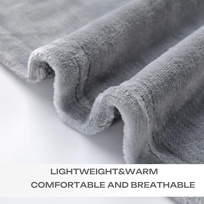 JIAHANNHA Flannel Fleece Blanket Queen Size(90 by 90 Inches),Grey Throw Blanket for Couch Bed Sofa 280GSM,Super Soft Plush Fuzzy and Cozy Warm Bed Blanket for All Season