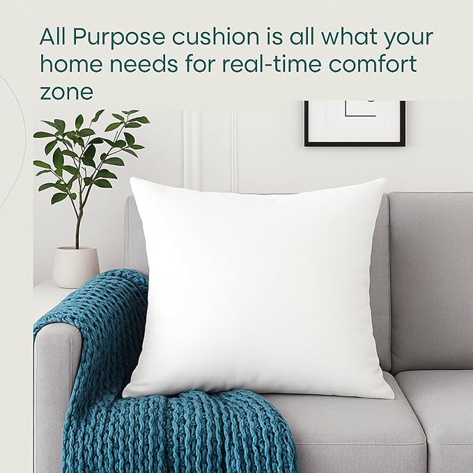 LANE LINEN 18 x 18 Throw Pillow Insert - Pack of 2 White, Down Alternative Pillow Inserts for Decorative Pillow Covers, Throw Pillows for Bed, Couch Pillows for Living Room