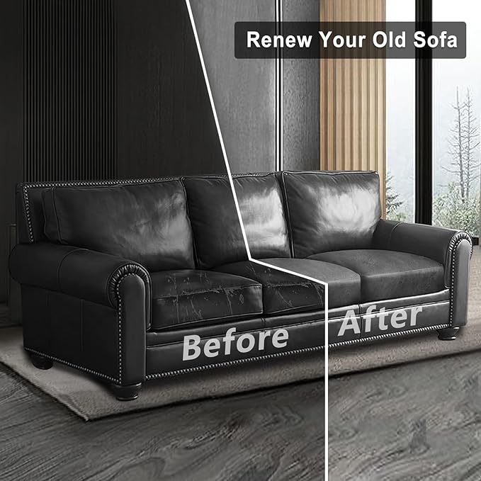 Leather Look Couch Cushion Covers Sofa Seat Slipcovers Sets Couches Furniture Protector for Sectional Armchair Loveseat Pets Kids Stretch Spandex Fabric (3 Cushion Sofa, Light Grey)
