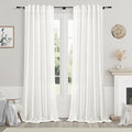 Ivory Linen Curtains 90 Inches Long for Living Room Back Tab Rod Pocket Semi Sheer Light Filtering Neutral Solid Drapes Modern Rustic Farmhouse Decor Curtains for Dining Room 2 Panels Set 40x90