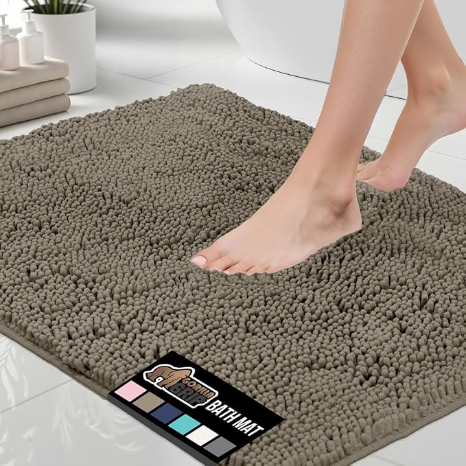 GORILLA GRIP Bath Rug Mat 60x24, Thick Soft Absorbent Chenille, Quick Dry by GorillaGrip